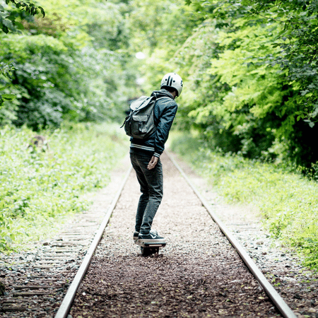onewheel pint review riding on railroad track